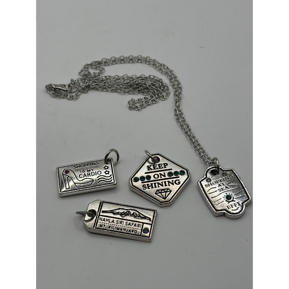 Effy Holland America Cruise Line Charm Necklace Set Silver Tone Rhinestone 4pc